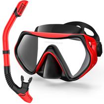 Equipo de Snorkel para Adultos, Set de Snorkel con Sistema Seco, Máscara de Buceo Profesional con Vista Panorámica de 180 para Respirar Libremente (Rojo) Equipo de Snorkel para Adultos, Set de Snorkel con Sistema Seco, Máscara de Buceo Profesional con Vista Panorámica de 180 para Respirar Libremente (Rojo)