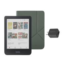eReader Kobo Clara Colour com pacote de capa Misty Green + AC