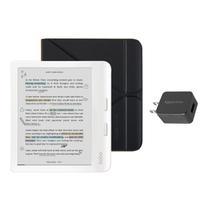 eReader Kobo Libra, cor branca, com estojo e adaptador AC