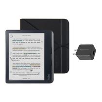 eReader Kobo Libra, cor preta, com estojo e adaptador AC