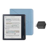 eReader Kobo Libra, cor preta, com estojo e adaptador AC