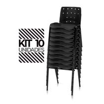 Ergoplax Kit 10 Cadeiras Fixas Plástica Aproximação Empilhável Plaxmetal Preta Ergoplax Kit 10 Cadeiras Fixas Plástica Aproximação Empilhável Plaxmetal Preta