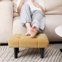 Escabelo Ottoman HOUCHICS Velvet Wood Legs amarelo, 1 pacote