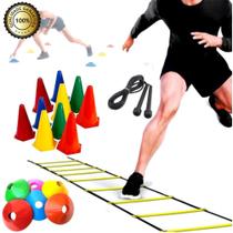 Escada+10 Cones + 10 Pratos+Corda Para Treinamento Funcional