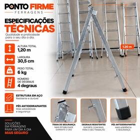 Escada 4 Degraus Extensiva Ponto Firme Ferragens Escada 4 Degraus Extensiva Ponto Firme Ferragens