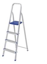 Escada Alumínio Doméstica 4 Degraus Dobrável Forte Reforçada