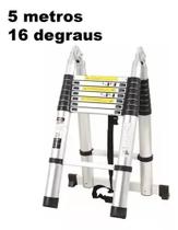Escada Alumínio Telescópica V Multifuncional 5m 16 Degraus Escada Alumínio Telescópica V Multifuncional 5m 16 Degraus