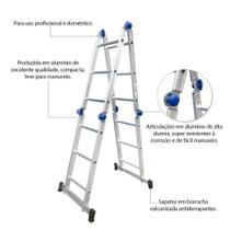 Escada Articulada 4x3 Multifuncional 12 Degraus Real Escadas