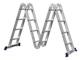 Escada Articulada 4x4 de Alumínio Multifuncional 16 Degraus e Altura de 4,32 Metros Mor Escada Articulada 4x4 de Alumínio Multifuncional 16 Degraus e Altura de 4,32 Metros Mor