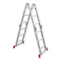 Escada Articulada Botafogo 3x4 Degraus Alumínio 3,40m 13 Posições Até 150kg