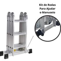 Escada Articulada de Alumínio com Rodas 12 Degraus