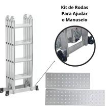 Escada Articulada de Aluminio Com Rodas 16 Degraus 4x4 + Plataforma - Garden Life