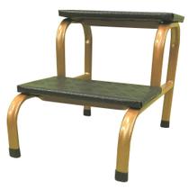 Escada Clínica de 2 Degraus Obeso Estrutura Dourada com Piso em Antiderrapante