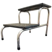 Escada Clínica Tubo 3/4 de 2 Degraus Inox Piso MDF Com Antiderrapante Medcombo