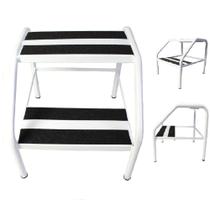 Escada com 2 Degraus Antiderrapante de Aço Branca Escadinha para Idoso Clinica Maca Hospital