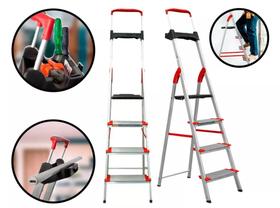 Escada Comfort 04 Degraus Alumínio Reforçada Alumasa 150kg Escada Comfort 04 Degraus Alumínio Reforçada Alumasa 150kg