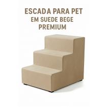 Escada de 3 Degraus para Cachorro e Gato Suede Bege Subida Segura