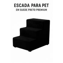 Escada de 3 Degraus para Cachorro Suede Preto Design Moderno Escada de 3 Degraus para Cachorro Suede Preto Design Moderno
