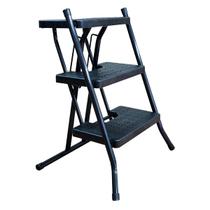 Escada de 3 Degraus Preta Dobrável Compacta e Resistente