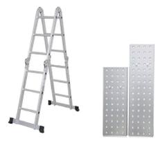 Escada De Aluminio 12 Degraus Multifuncional + Plataforma - GARDENLIFE
