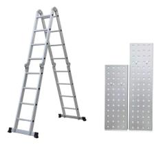 Escada De Aluminio Articulada 4x4 16 Degraus 4,32M C/plataforma