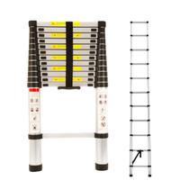 Escada De Alumínio Retrátil Resistente Telescópica 3,8m Cor Prateado Reforçada