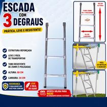 Escada De Ferro 03 Degraus Altura 88cm Escadinha Para Pula Pula cama elástica 3,05m e 3,66m e 4,27m Desmontável