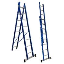 Escada de Fibra e Alumínio Tesoura Extensível Premium 2,203,80m 712 Degraus 120kg W.Bertolo