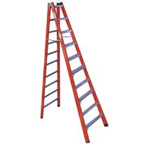 Escada de Fibra Tesoura Duplo Acesso 10 Degraus Laranja TAFD-10 - W. BERTOLO