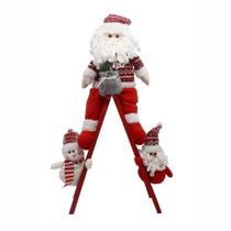 Escada De Natal Decorativa Em Poliéster Com Boneco 65cm Papai Noel Escada De Natal Decorativa Em Poliéster Com Boneco 65cm Papai Noel