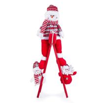 Escada De Natal Decorativa Em Poliéster Com Boneco 65cm