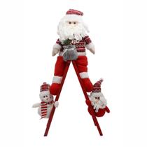 Escada De Natal Decorativa Em Poliéster Com Boneco 65cm Escada De Natal Decorativa Em Poliéster Com Boneco 65cm