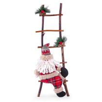 Escada De Natal Decorativa Rústica Em Poliéster Com Boneco 60cm Escada De Natal Decorativa Rústica Em Poliéster Com Boneco 60cm