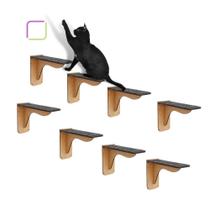 Escada De Parede Para Gatos Com 8 Degraus Pet C/carpete Antiderrapante MDF