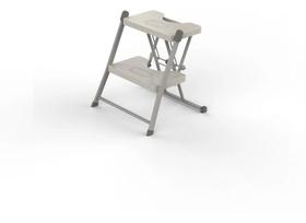 Escada Dobrável 2 Degraus Anodilar Cinza Compacta Retrátil Escada Dobrável 2 Degraus Anodilar Cinza Compacta Retrátil