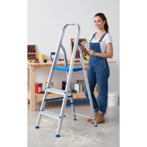 Escada Dobrável Alumínio 3 Degraus Segura e Prática