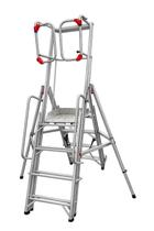Escada dobrável ULTRA Alulev com 3 alturas de trabalho, plataforma, rodízios e corrimão duplo Escada dobrável ULTRA Alulev com 3 alturas de trabalho, plataforma, rodízios e corrimão duplo