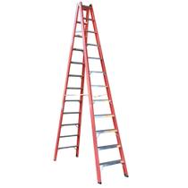 Escada Dupla de Aluminio e Fibra de Vidro Residencial 12 Degraus 3,6 Metros