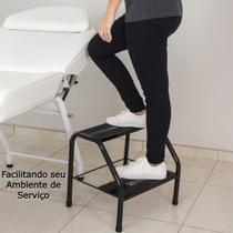 Escada Escadinha 2 Degraus Metálica Antiderrapante Ambientes Profissionais Maca Estética 150kg