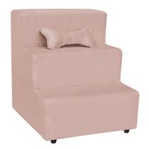 Escada Escadinha Para Pet 3 Degraus Com Osso Cor Rose Veludo Liberty Móveis Escada Escadinha Para Pet 3 Degraus Com Osso Cor Rose Veludo Liberty Móveis
