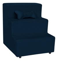 Escada Escadinha Para Pet 3 Degraus Osso Cor Azul Marinho Veludo Liberty Móveis