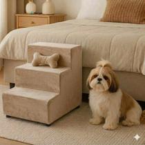 escada Escadinha Pet 3 Degraus para Cachorro e Gato Protege a Coluna Antiderrapante
