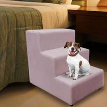 Escada Escadinha Pet Cachorro 3 Degraus Rampa Suede Dog rosê