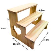 Escada Expositora de Mesa em Pinus com 3 Degraus Docinhos, Festa ou Decoração Criativa