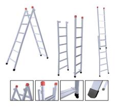 Escada Extensiva 3 em 1 Aço 5x8 Degraus 2,40m 120kg NV205P