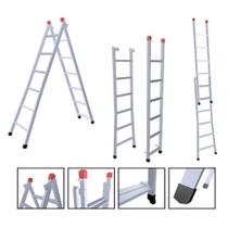 Escada Extensiva 7x12 Degraus 2,20x3,80m Ferro 120Kg 3 em 1 -207 NV