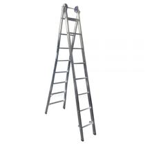 Escada Extensiva Profissional Esticável Dupla 8 Degraus - Alumínio - 58 - Real Escadas