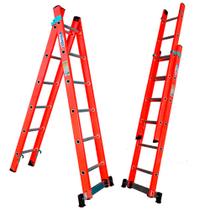 Escada Fibra Tesoura Extensível 06 X 10 Degraus Laranja Teaf-6x10 - W. Bertolo