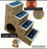 Escada MDF 4 degraus 60cm com toca e personalização do nome do pet Escada MDF 4 degraus 60cm com toca e personalização do nome do pet