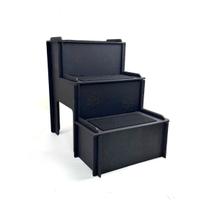 Escada Mdf Preta para Cachorros Gatos Para Pet Com 3 Degraus e Carpete Antiderrapante